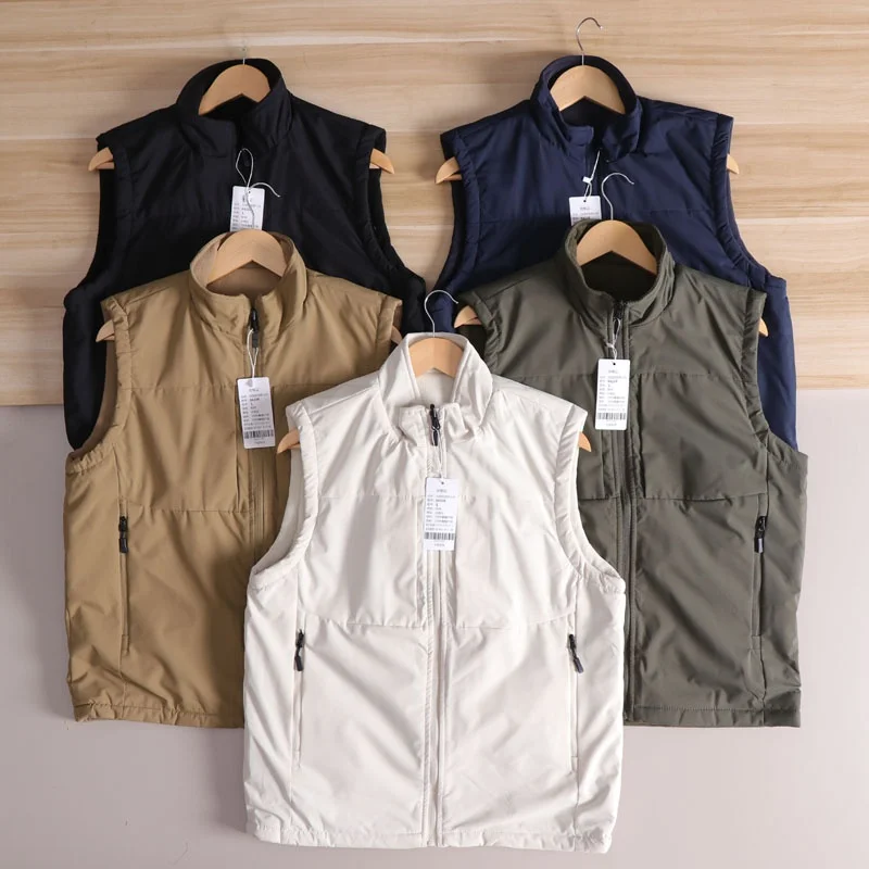 

Двусторонний носимый осенне-зимний мужской уличный ветрозащитный водонепроницаемый жилет с воротником-стойкой Fce, теплый жилет на молнии Ci Sle