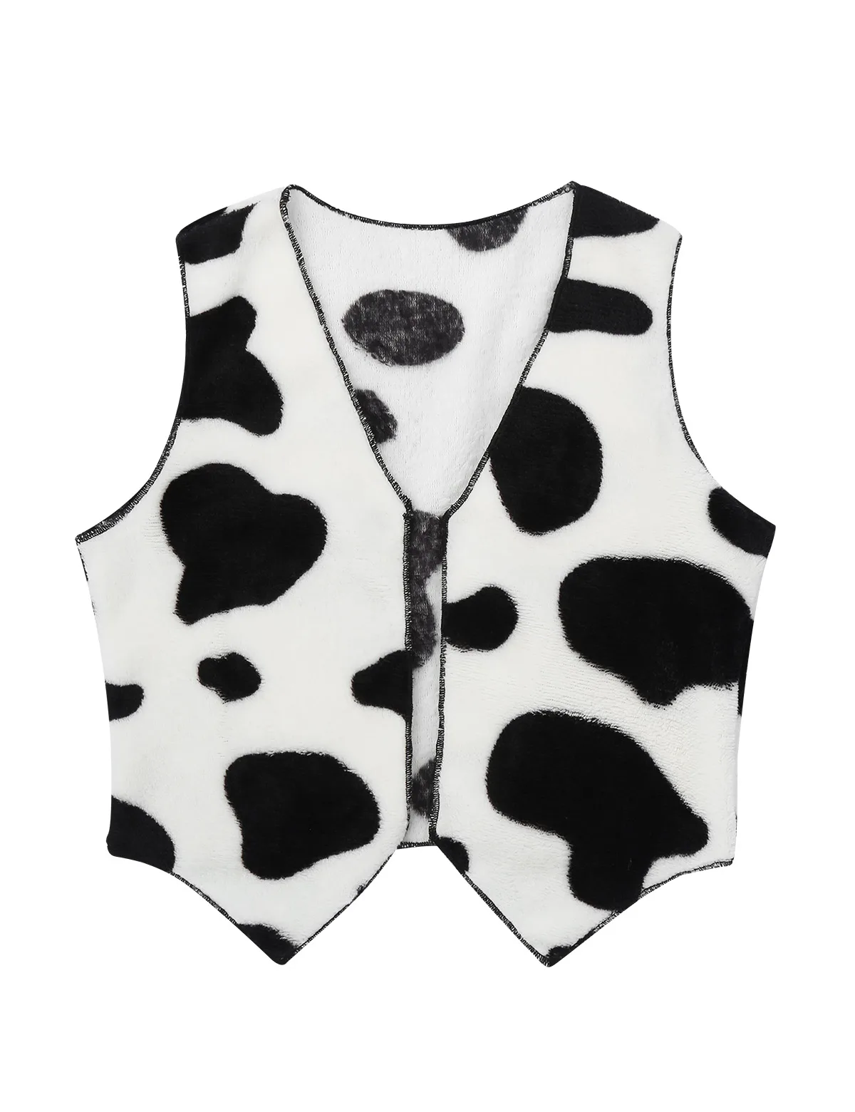 Kids Boys Girls Cowboy Fancy Dress Costume Top Flannel Sleeveless Vest Waistcoat Fashion Cow Printed Wild West Cosplay Costume