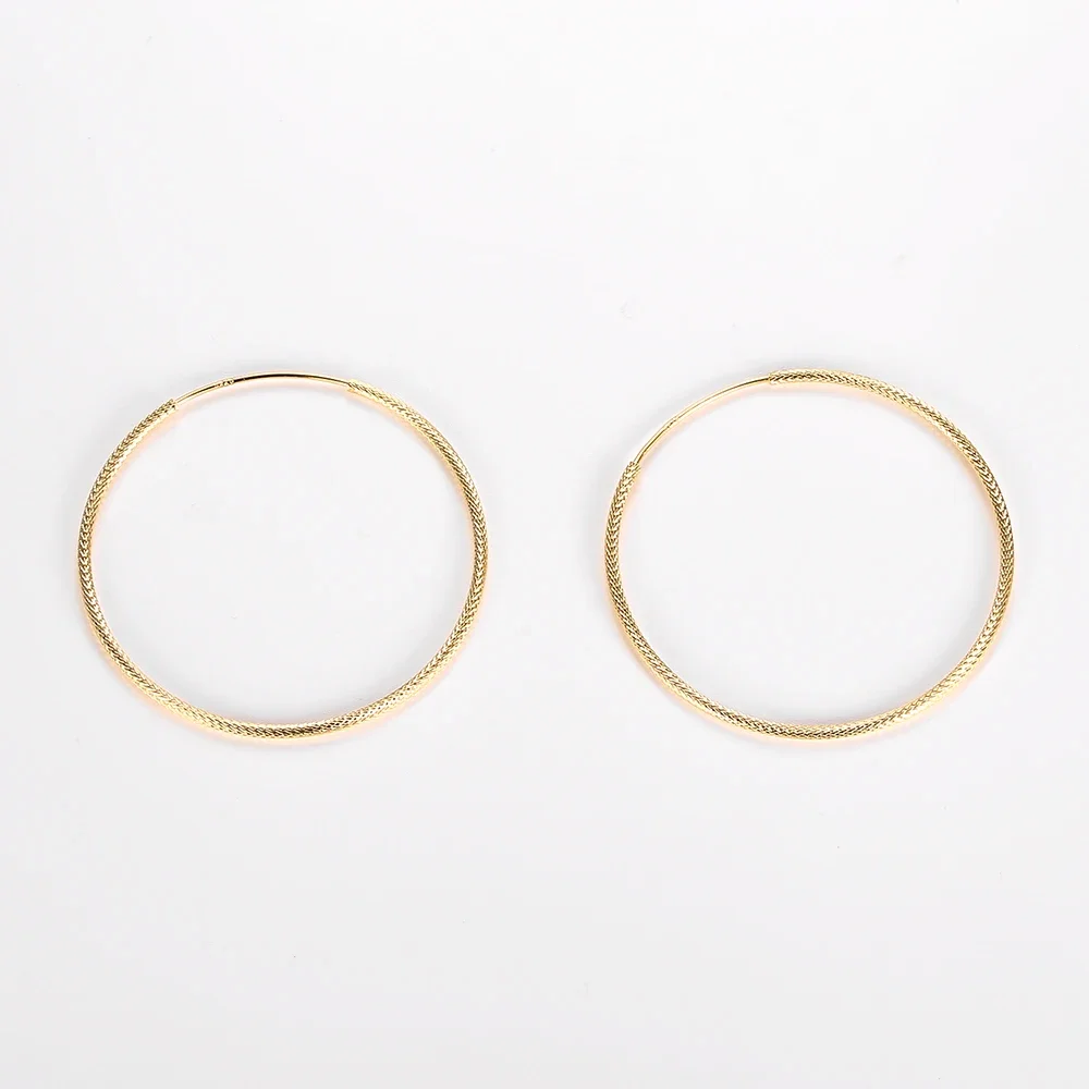 Scrub Round Big Hoop Earrings Sparkle Silver 925 Real 40mm Hip Hop Large Circle for Women Fashion Fine Jewelry Gifts image 3