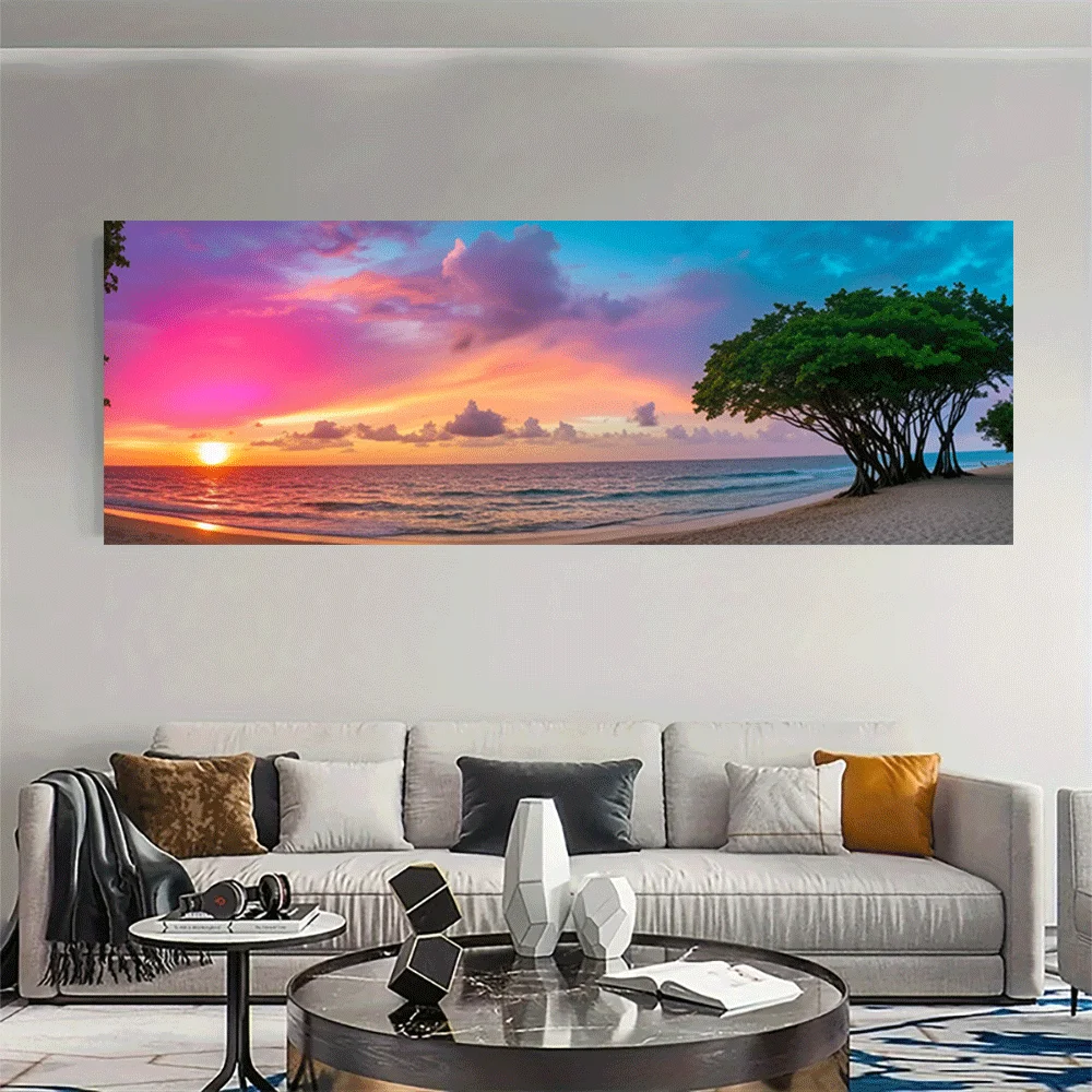 1PC-Canvas poster Unframed  Ocean Sunset Beach Landscape Canvas Art Print Wall Decor Home Interior Painting  summer