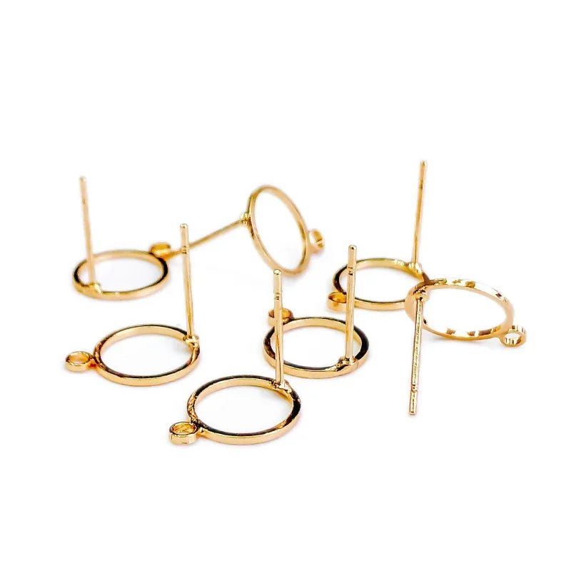 Gold Silver Color Plated Hollow-carved Earring Setting Round Cabochon Base Eardrop Accessories Copper Material DIY Craft 20pcs