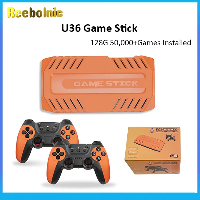 

Reebolnic U36 Game Stick S905 Chip Simulators Retro Video Game Console 4K HD Output 50000Games Installed Wireless Controllers