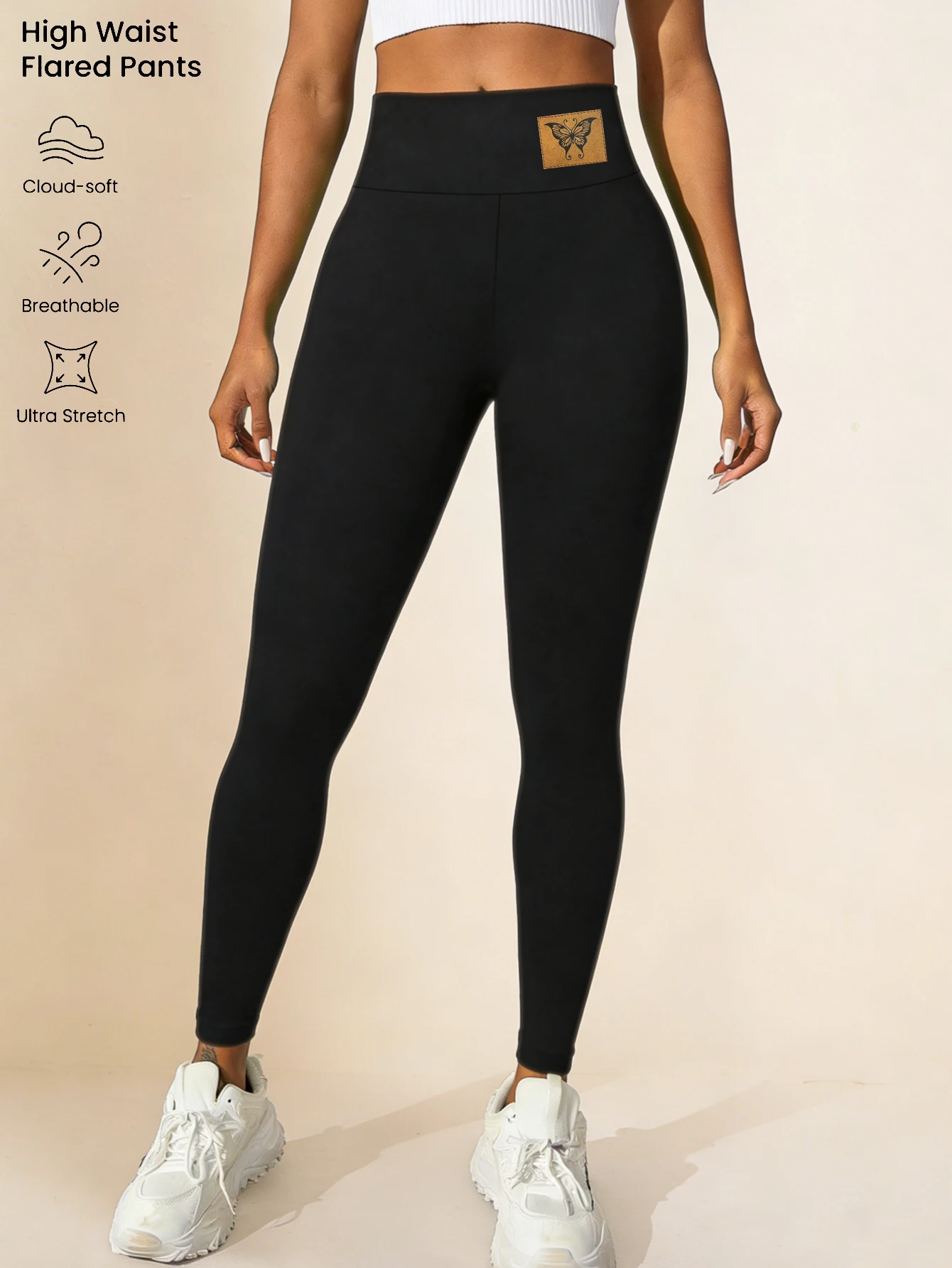 Leggings dimagranti a vita alta da donna Pantaloni da yoga modellanti morbidi Pantaloni fitness elasticizzati neri adatti per esercizi e abbigliamento quotidiano