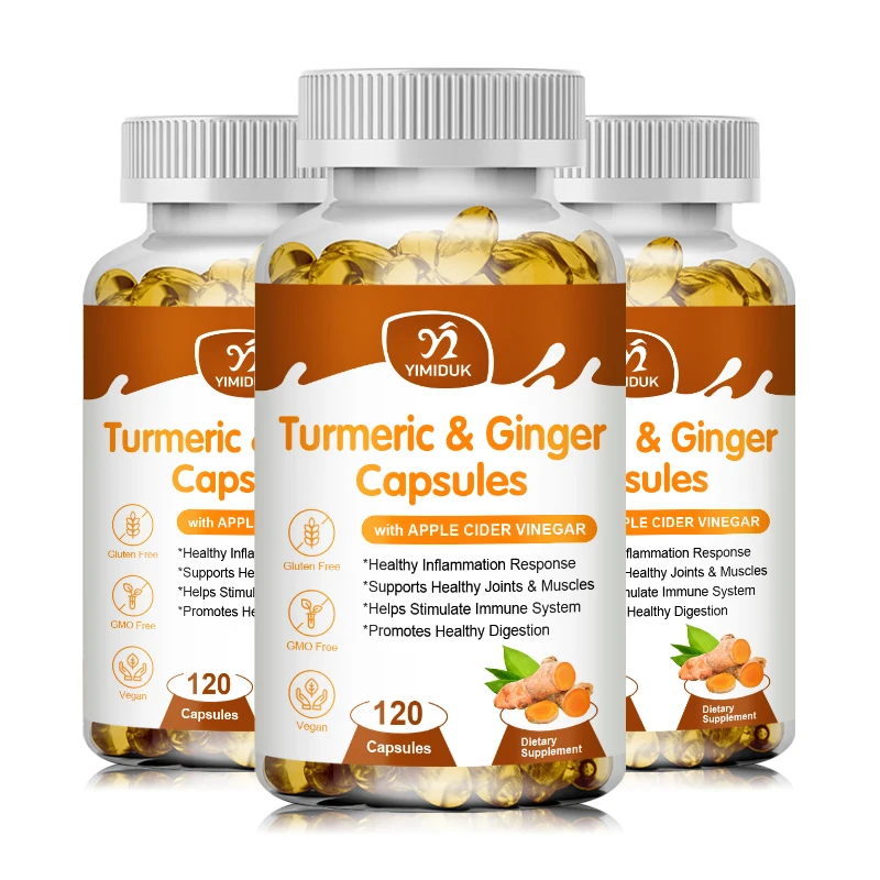 Turmeric & Ginger Capsules Organic Black Pepper, Apple Cider Vinegar, Supports Metabolism, Cardiovascular Health & Joint Health