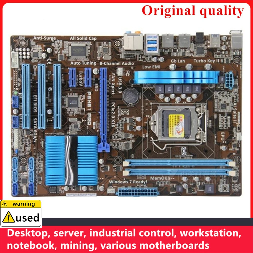 Used For P8H61 PRO Motherboards LGA 1155 DDR3 16GB PCI-E2.0 ATX For Intel H61 Desktop Mainboard SATA II USB2.0