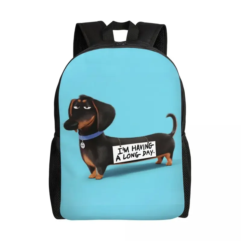 Dachshund กระเป๋าเป้ใส่แล็ปท็อปสำหรับผู้หญิงและผู้ชาย, กระเป๋าใส่หนังสือธรรมดาสำหรับนักเรียนนักศึกษาไส้กรอก