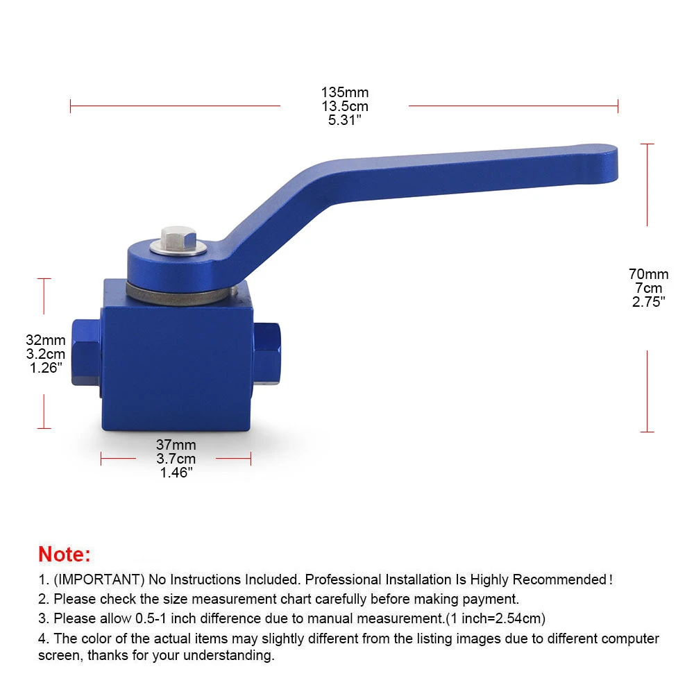 

​1/8" Billet Aluminium Brake Line Lock Shut Off Valve Blue 1/8 NPT Fuel Flow Control Cut Off Valve