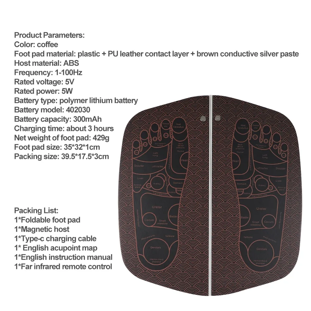 Electric EMS Foot Massager Pad with Remote Control Foldable Foot Circulation Massager Relaxation Tool Fatigue Release