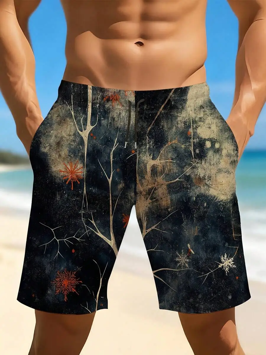 

Mens Printed Beach Swim Trunks For Summer Pool And Outdoor Use, Lightweight Quick-Dry Board Shorts