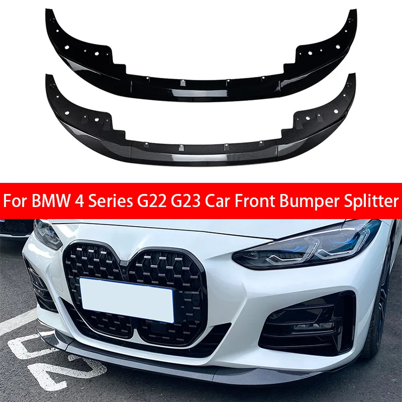 For BMW 4 Series G22 Coupe G23 Convertible M Pack 2020-2024 Car Front Bumper Lip Splitter Spoiler Body Aero Kit Accessories