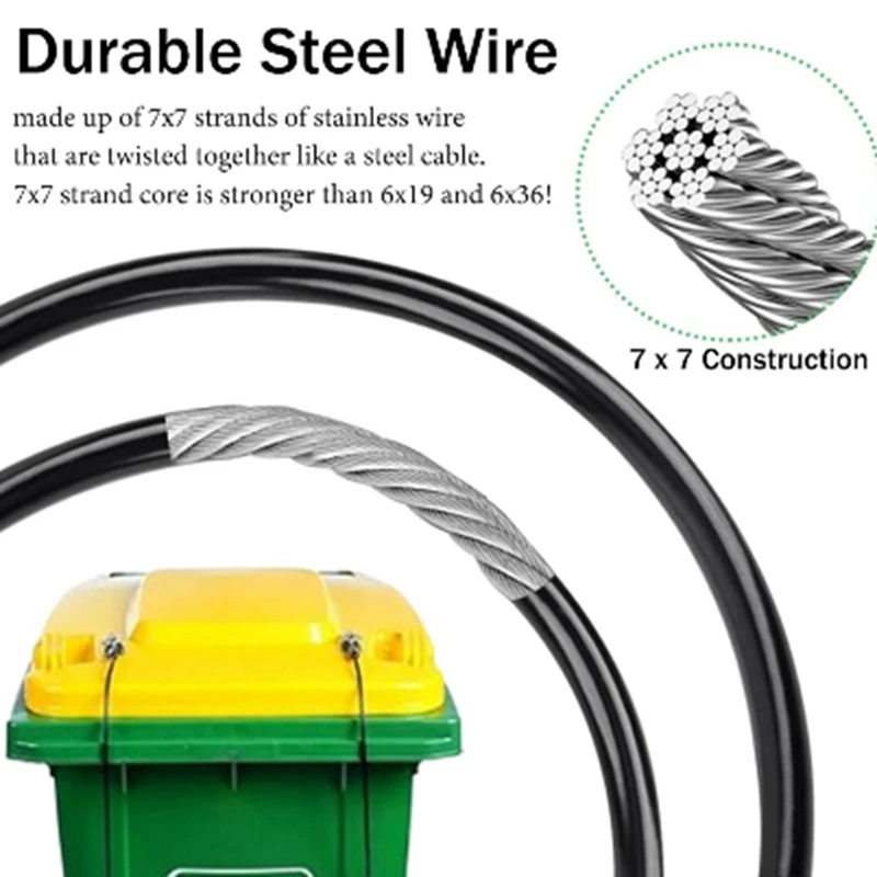 VOLLSTÄNDIGE Träger, die an den schwarzen, bärensicheren Mülleimer befestigen. Funktioniert ideal für Bären, Waschbären, Opossums, Eidechsen, Tier-Mülleimer-Deckelverschluss