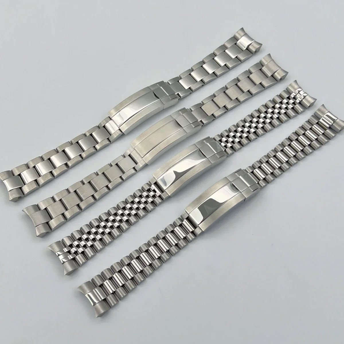 20mm Watch band silver stainless steel oyster jubilee president strap bracelet for NH35 watch sliding adjustable watch clasp