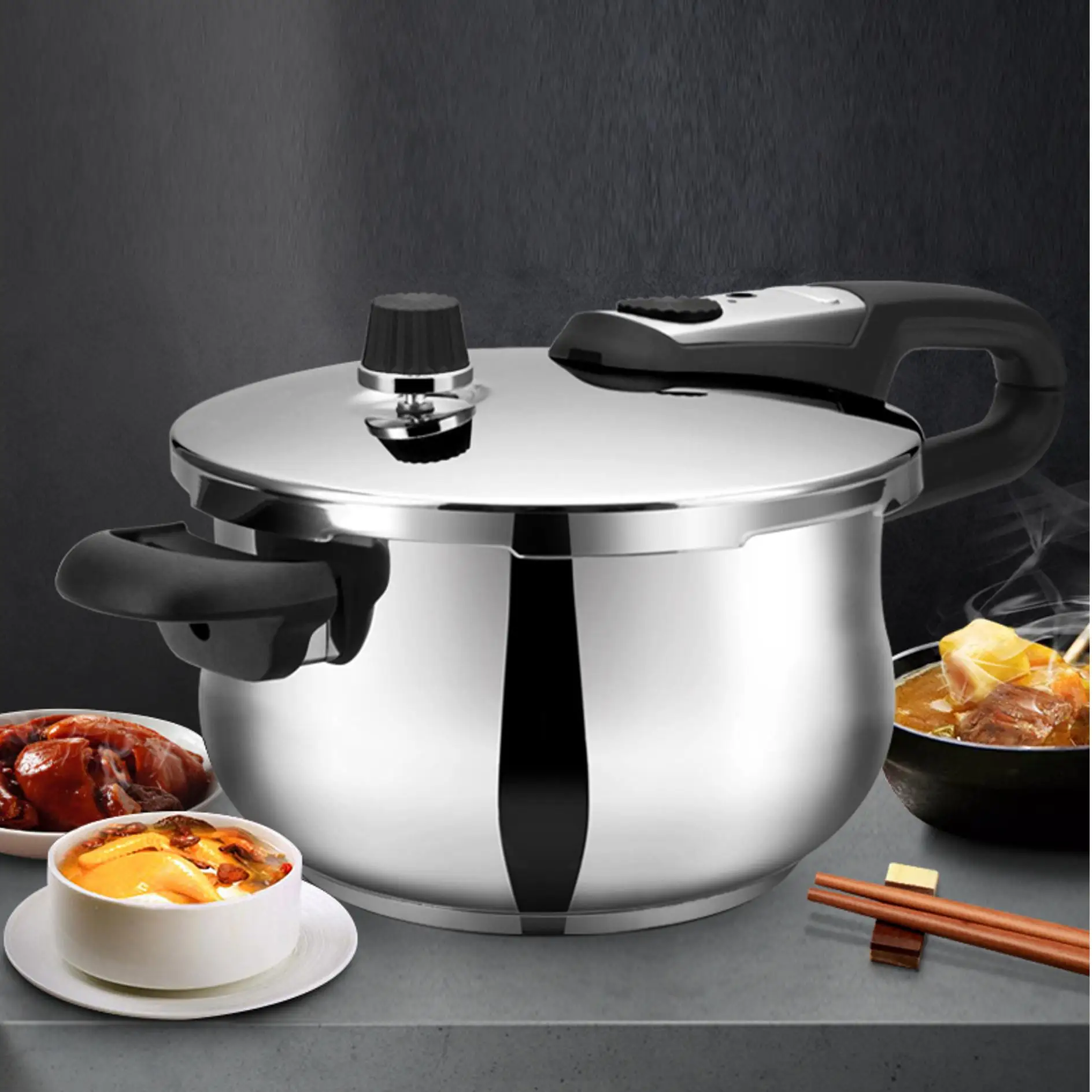7L Large Capacity Traditional Stainless Steel Pressure Cooker Gas and Induction Kitchen Food Grade Energy Saving Pressure Cooker