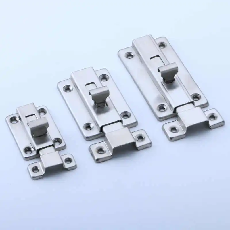 1PCS Stainless Steel Bolt Door Latch Automatic Spring Door Latch Bathroom Anti-theft Door Latch Automatic Spring Square Pin