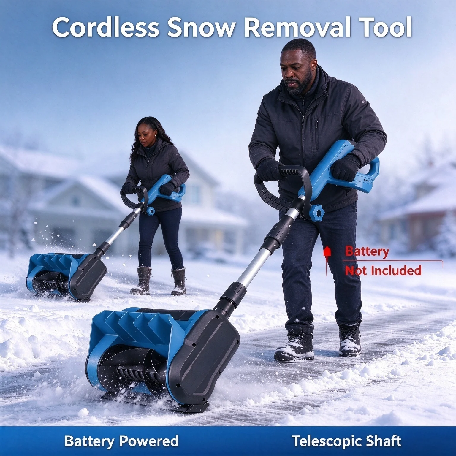 Cordless Electric Snow Shovel Handheld Snow Remover with Telescopic Handle for Yard Driveway, Battery Not Included
