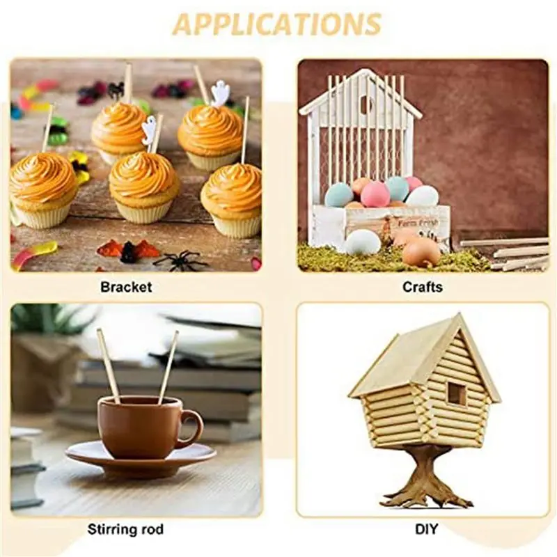 AB33-500 Pieces Dowel Rods Wooden Dowel Rod Craft Wood1/8,3/16,1/4,5/16,3/8X6inch Sticks For Crafting DIY Wedding Ribbon Wand