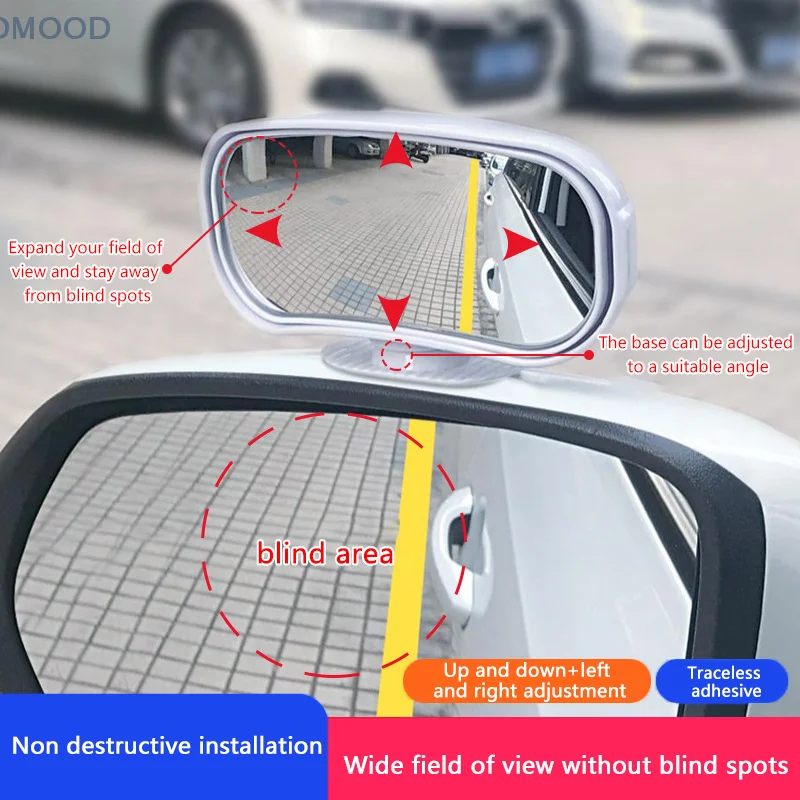 

1PC Car Mirror Auxiliary Rear View Mirror Wide Angle Side Rear Mirrors Reverse Blind Spot 360° Adjustable Car Accessories