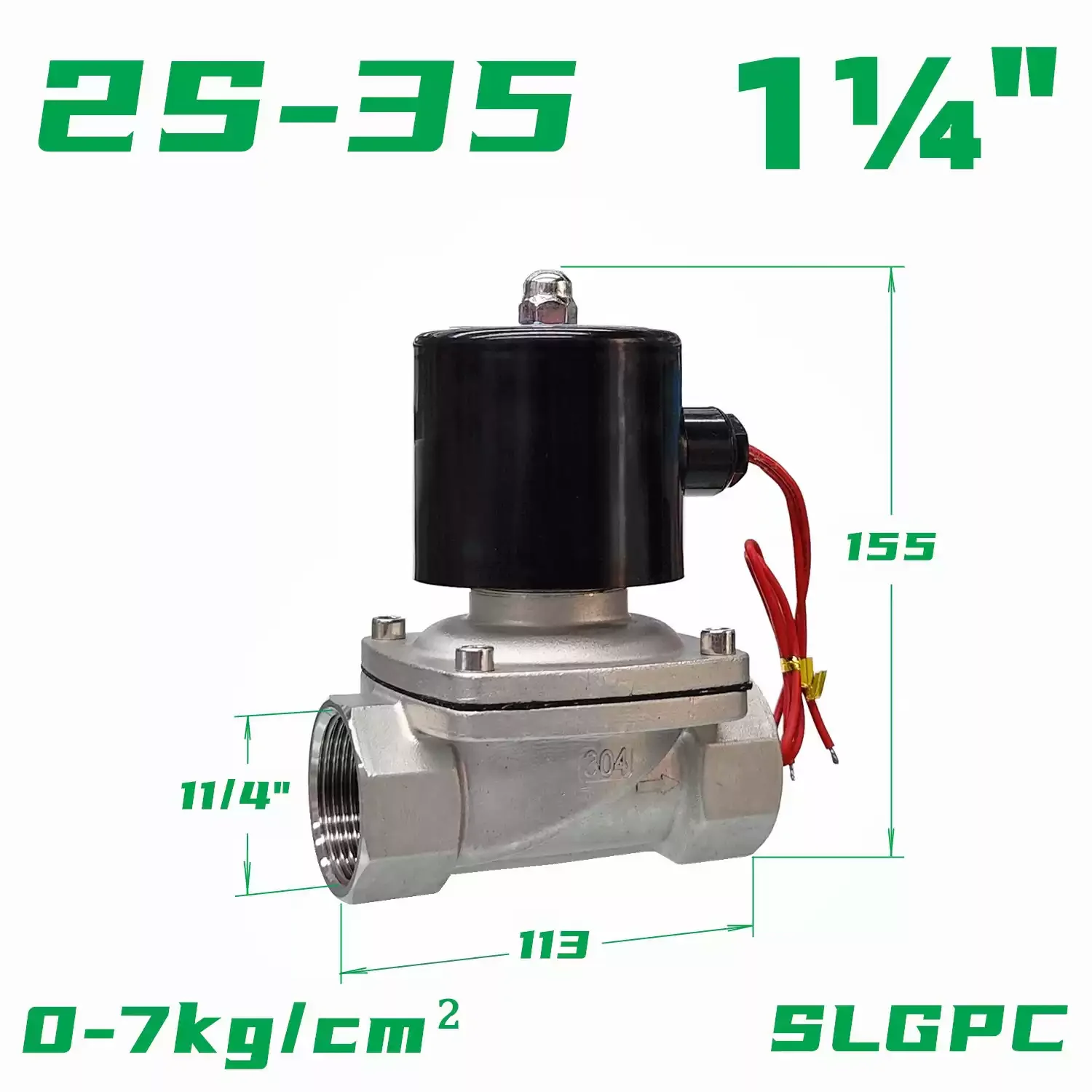 Suitable for SHENGLING 2S‑35 Stainless Steel Fluid Solenoid Valve 1.2 Inch Thread Water Fluid Control Valve Replacement Part