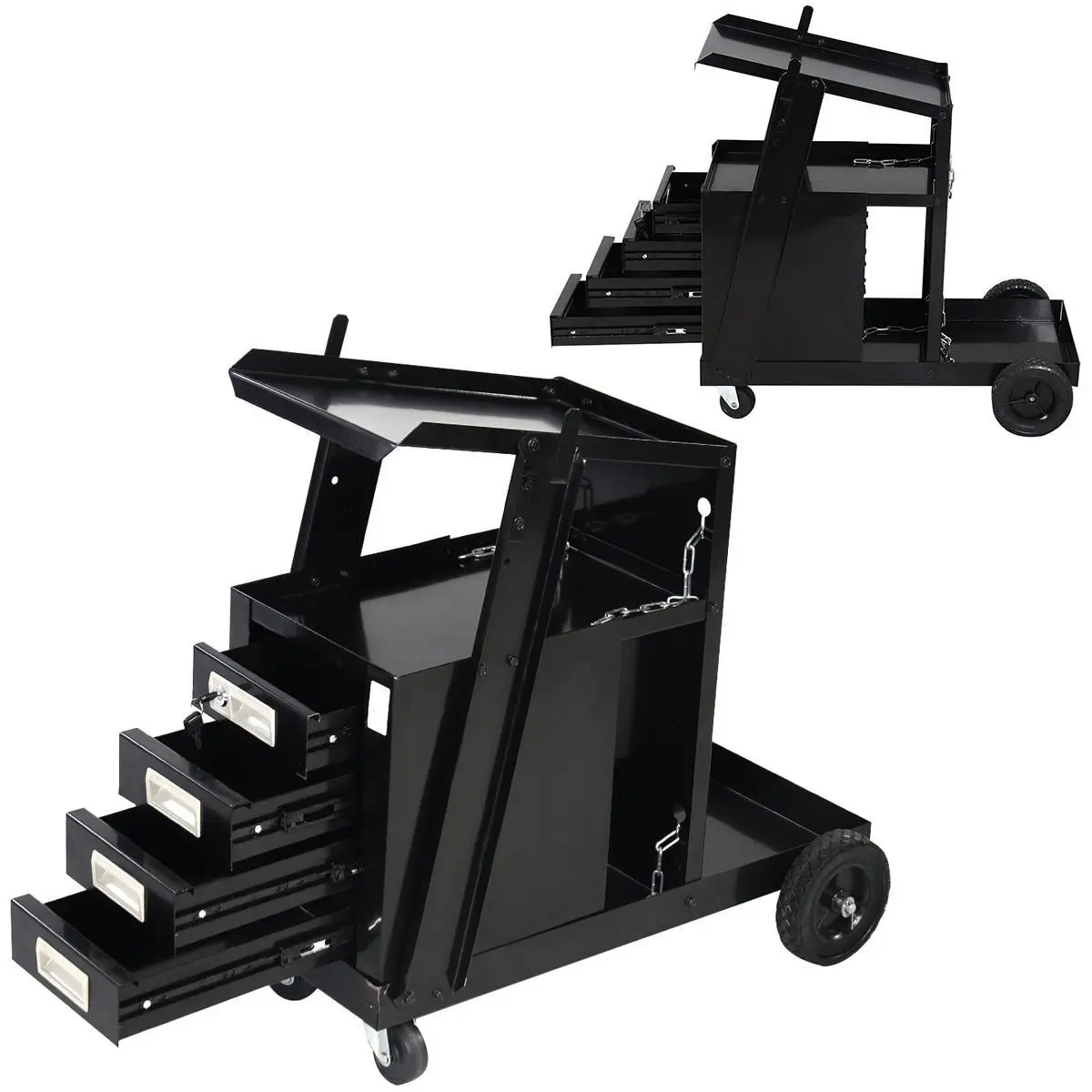 

Black Iron 3 The Drawer Welder Rolling Welding with Wheels and Tank Storage for Welder and Plasma Cutter