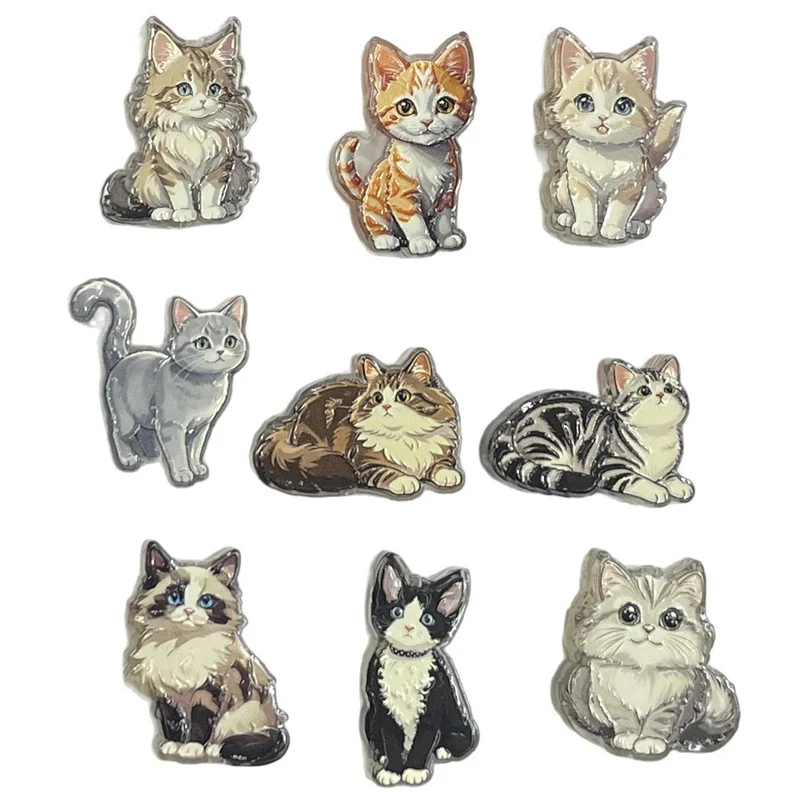 

Free shipping 50pcs/lot color pattern animals cartoon cats shape acrylic straight hole beads diy jewelry garment hair accessory