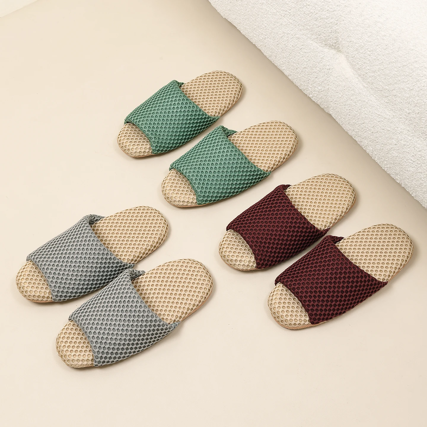 Unisex leise Hausschuhe mit Wildledersohle, geräuschreduzierend, atmungsaktives Mesh, offene Zehen, für Herren und Damen – Detail 21