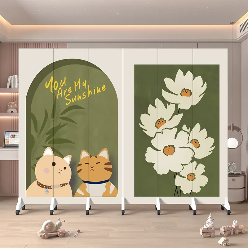 Simple Modern Folding Screen Partition for Living Room Bedroom Office Light Luxury Movable Room Divider Shading Decoration