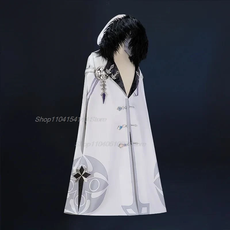 Genshin Impact Scaramouche Cosplay Costume Wig Balladeer Hooded Cloak Fatui Harbingers Uniform Cape Halloween Party Women Men