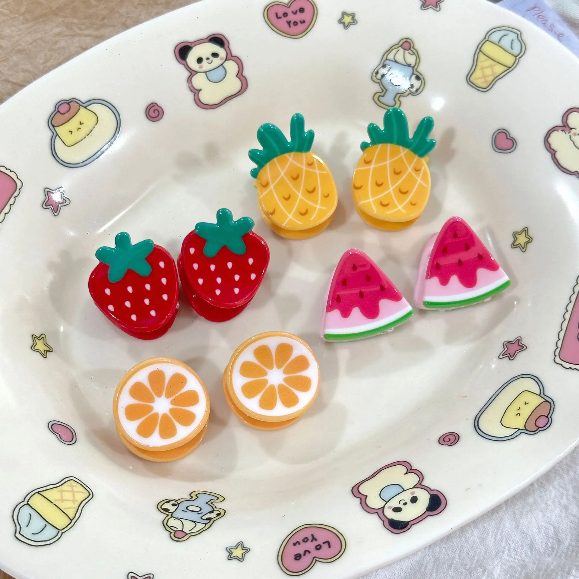 Niedliche Frucht-Haarspangen, Mini-Haarspangen, Süße Haaraccessoires, Erdbeer-Haarspangen, Orangen-Haarspangen, Haaraccessoires für Mädchen – Detail 1