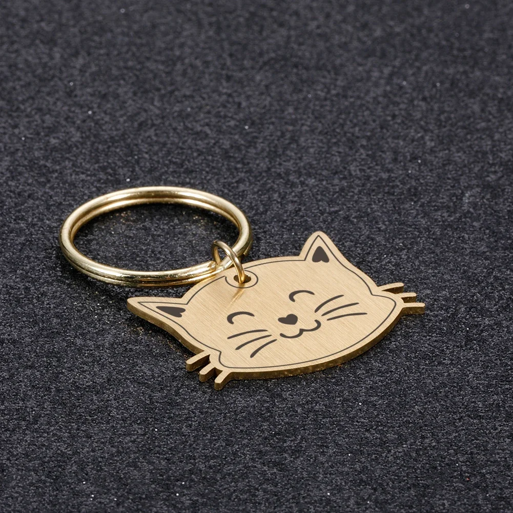 Personalized Pet ID Tags Cute Cat Face Collar Accessories Name Tags ID Collar Pendant Customized Free Engraved Anti-lost Tag