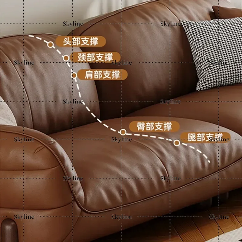 Retro Office Sofa Simple Modern Straight Row Leather Three Person Business Meeting VIP Reception Lounge Area Sofa