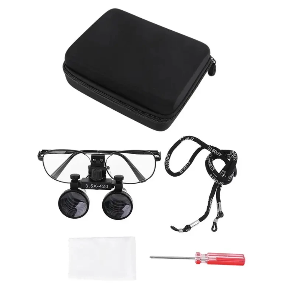 2.5X/3.5X Magnification Binocular Dental Loupe Surgery Surgical Magnifier with Headlight LED Light Operation Loupe Lamp