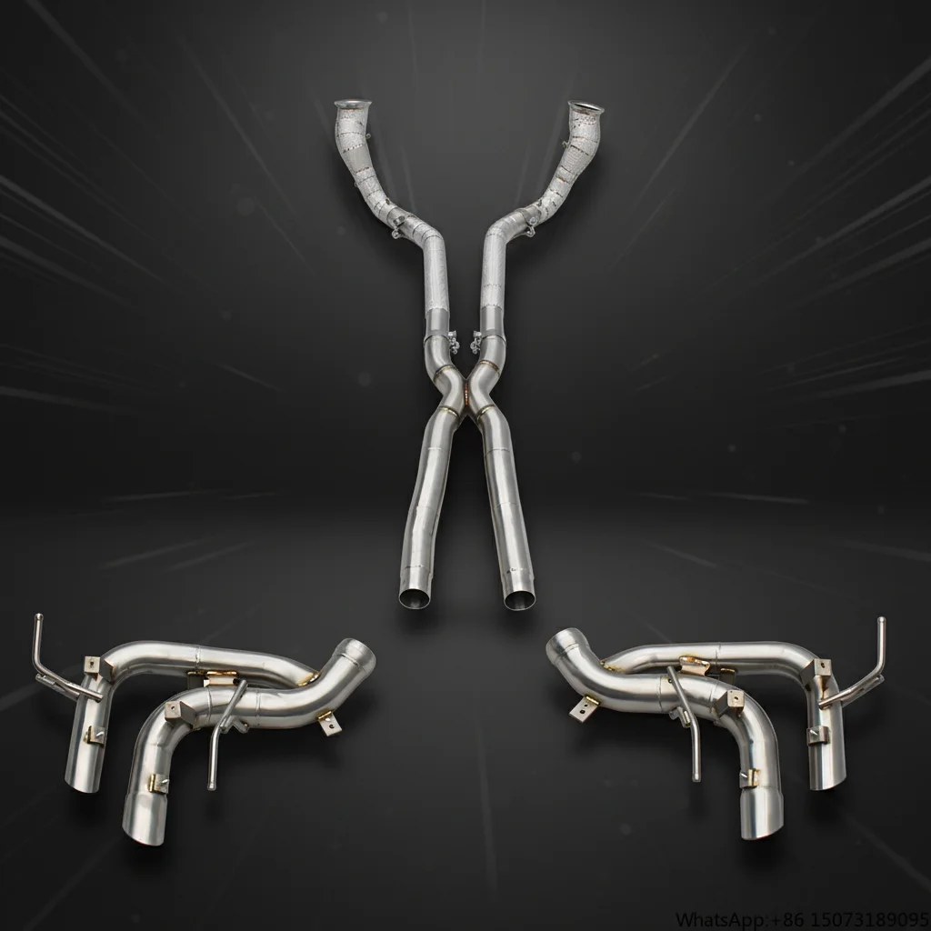 

OEM 1.5 мм стальная полная выхлопная система для Purosangue FUV V12 6.5L 2022+ без клапана, Catback/Axle-Back с X-образной средней трубой и даунпайпом