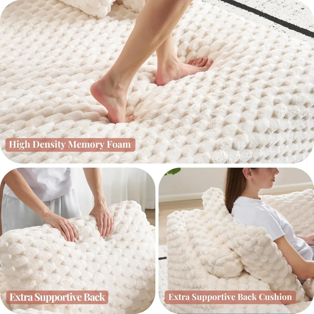 67 أريكة صالة تشيس، كرسي نوم من الفرو الصناعي مع مساند للذراعين ووسائد رمي، أريكة بدون تجميع لغرفة المعيشة أو Apar #3