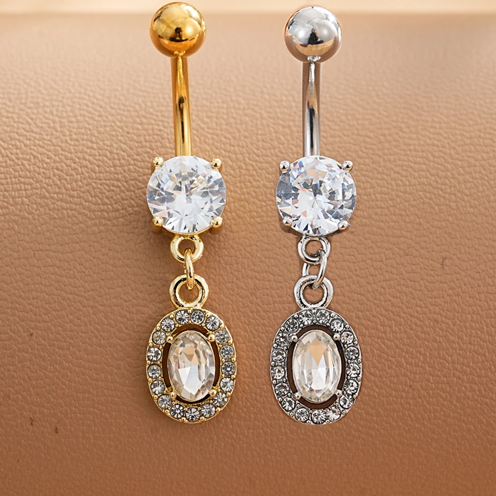 Faux Fake Belly Button Ring, 3/5 Reverse Crystals