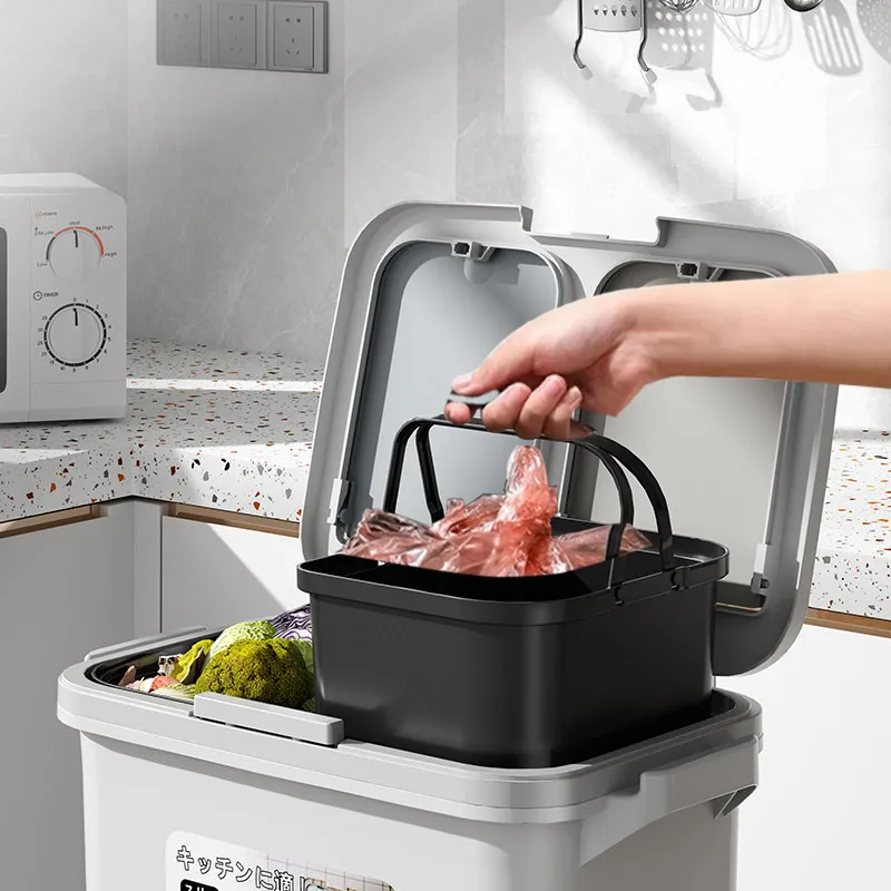 Deodorant household removable food waste dry and wet separation classification large capacity double layer with pedal