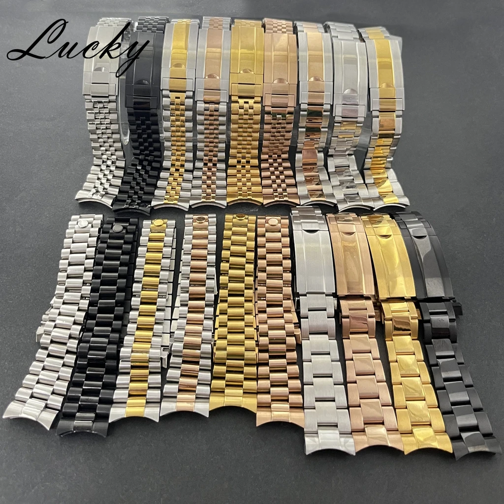 20mm Silber/Schwarz/Gold/Roségold Hochwertiges 904L Massives Edelstahl-Armband mit Faltschließe und Schiebeverschluss