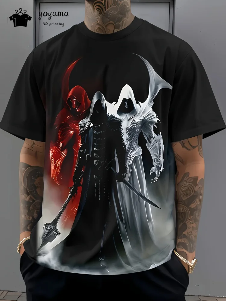 

New 3D Skull Printed T-Shirt Summer Street Men Short Sleeve Tee Fashion Trend O-Neck Men's Tops Loose Oversized Men's Clothing