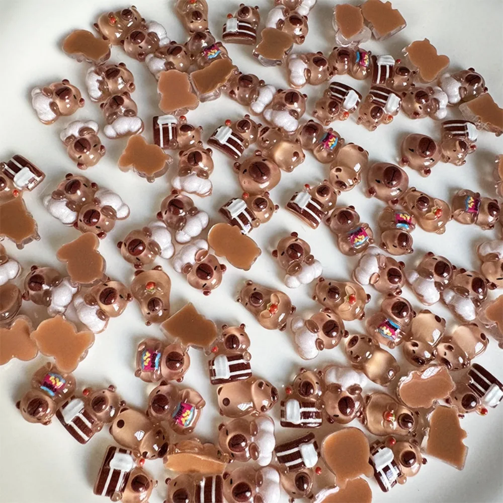 50 pezzi nuovi ornamenti per nail art in resina capibara cartoni animati ornamenti per trapano in resina per unghie accessori per unghie 3D