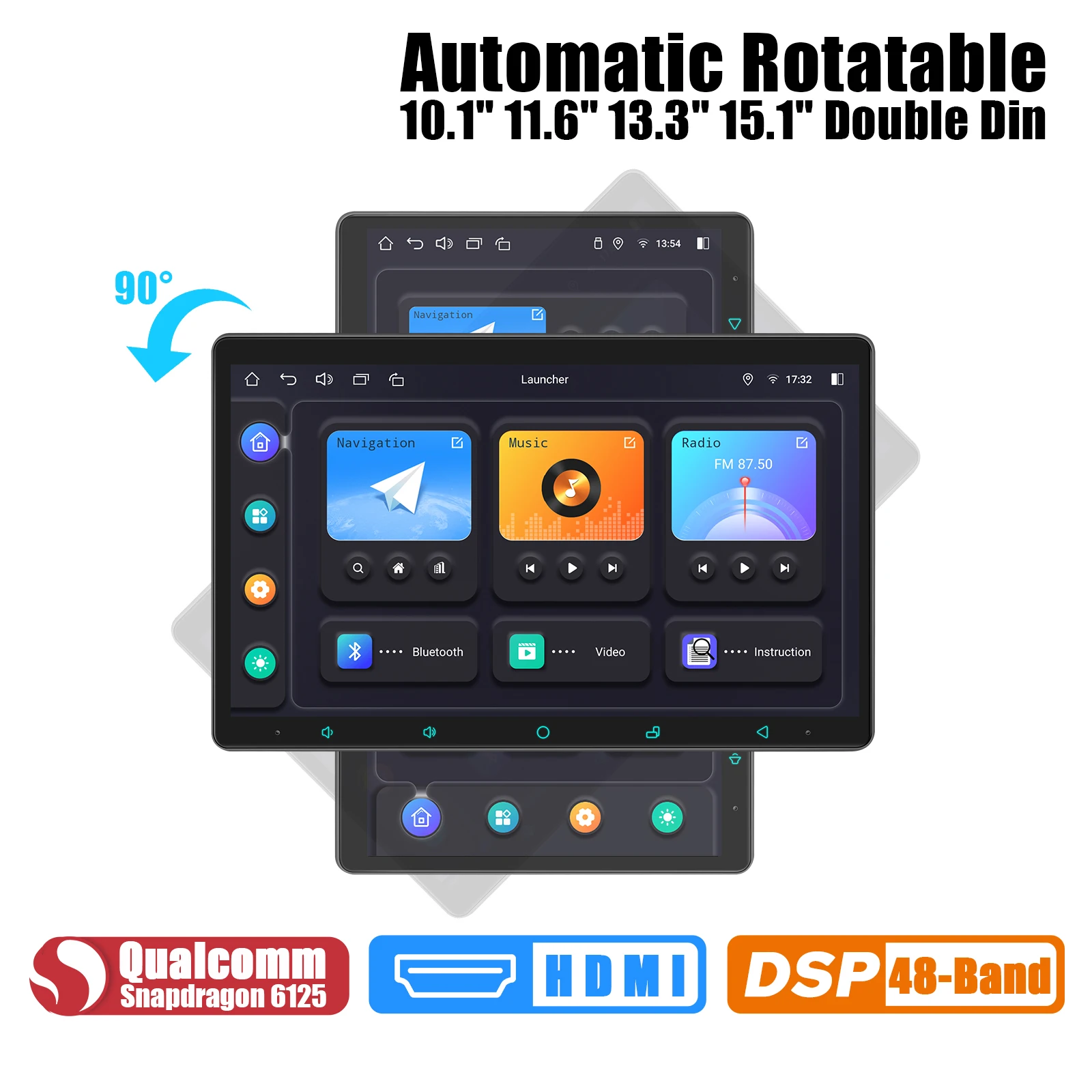 

JOYING Latest 10.1" 11.6" 13.3" 15.1" With Auto-Rotated Screen Double Din Android 12 Car Radio Stereo Head Unit Apple Car Play