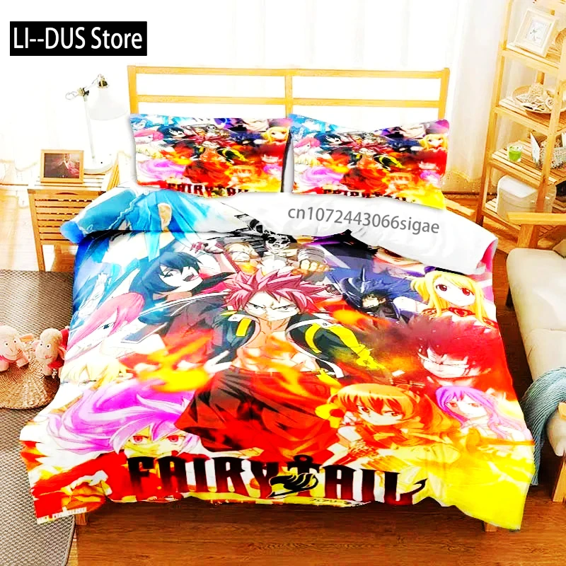

3D аниме Fairy Tail комплект постельного белья кровать комплект из трех предметов пододеяльник односпальная двуспальная кровать размер королевы пододеяльник комплект для взрослых мальчиков Bedroo