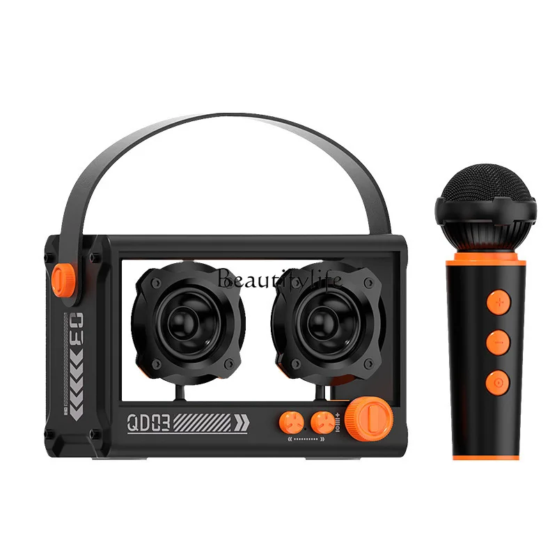 

New cross-border explosion Karaoke Bluetooth speaker with microphone 10W transparent mecha