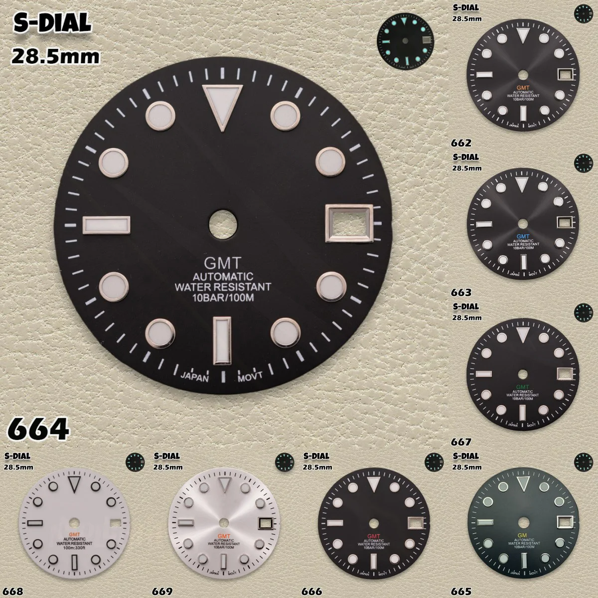 

Мужские спортивные часы MOD G/M/T с функцией Sunray и светящимся циферблатом 28,5 мм для NH34 | Логотип S - Аксессуары для модификации часов