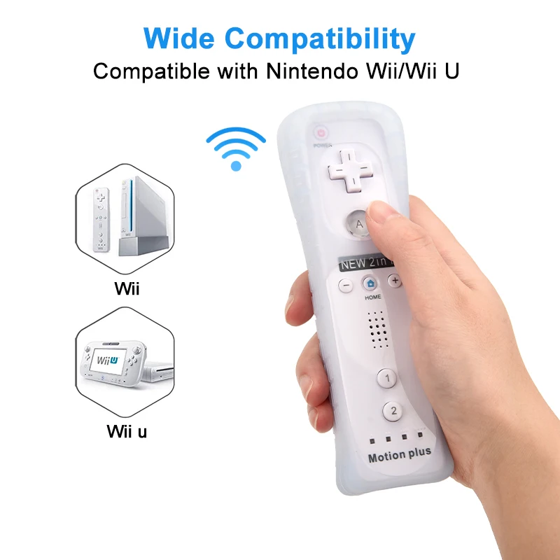 Mando a distancia inalámbrico 2 en 1 para Nintendo Wii, Joystick con Motion Plus incorporado, con funda para Nintendo Wii Nunchuck