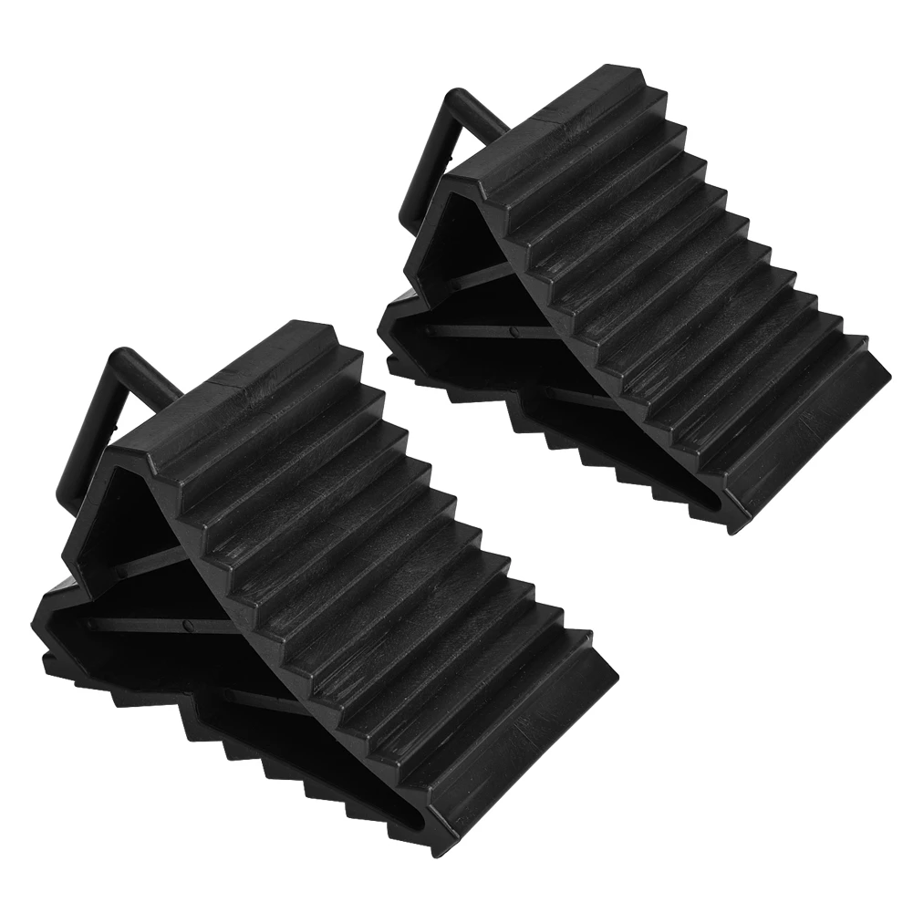 2pcs Car Trailer Wheel Chock Triangular Anti Slip Blocks Parking Wedges Rubber High Strength Car Stopper Wheel Alignment Block