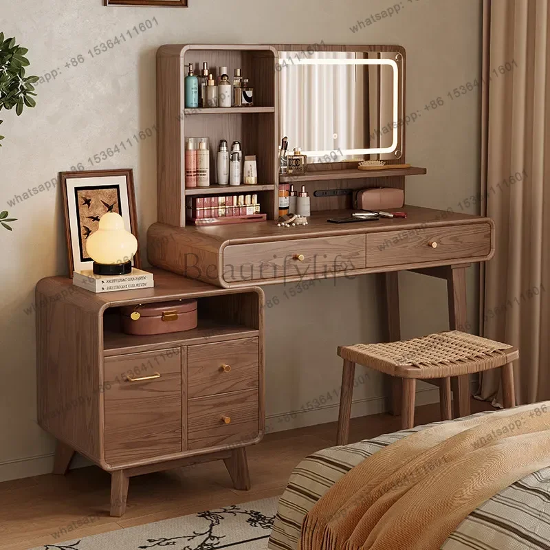 YJ Nordic Extension Dressing Table Mirror Nightstand Luxury Wood Hotel Vanity Desk Bedroom Beauty Schminktisch Home Furniture