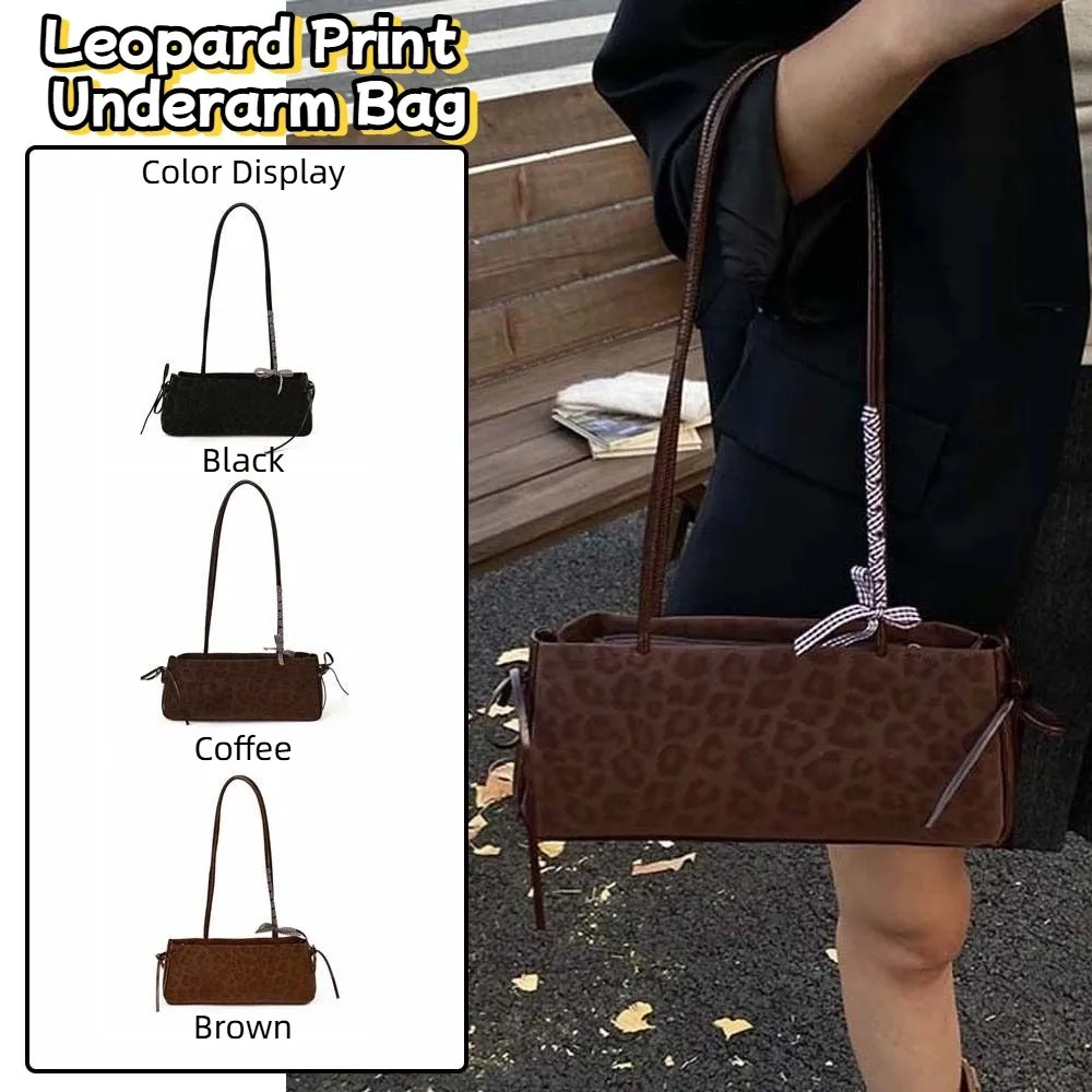 

Милая французская сумка с бантом и лентой в корейском стиле, леопардовый принт, сумки подмышки, текстурированная водонепроницаемая сумка на плечо из искусственной кожи, дорожная сумка