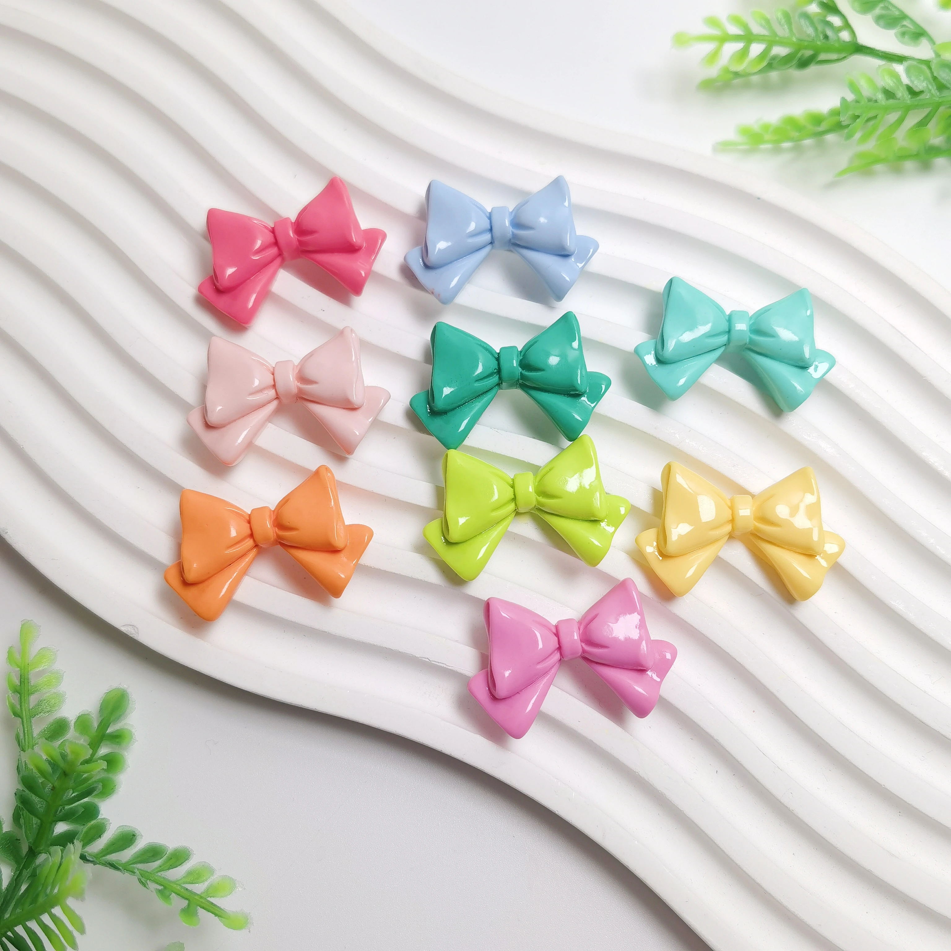 Colorful Bowknot Resin Cabochon Flatback Fit Phone Decoration Parts DIY Hair Bows Accessories Scrapbooking Craft