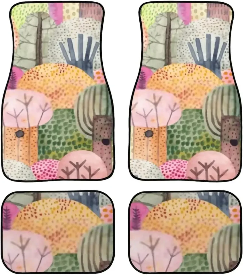 

Автомобильные коврики, милые акварельные детские коврики с принтом леса, дизайнерские коврики для автомобиля, внедорожника, грузовика, напольные коврики, 4 шт., автомобильные коврики для женщин