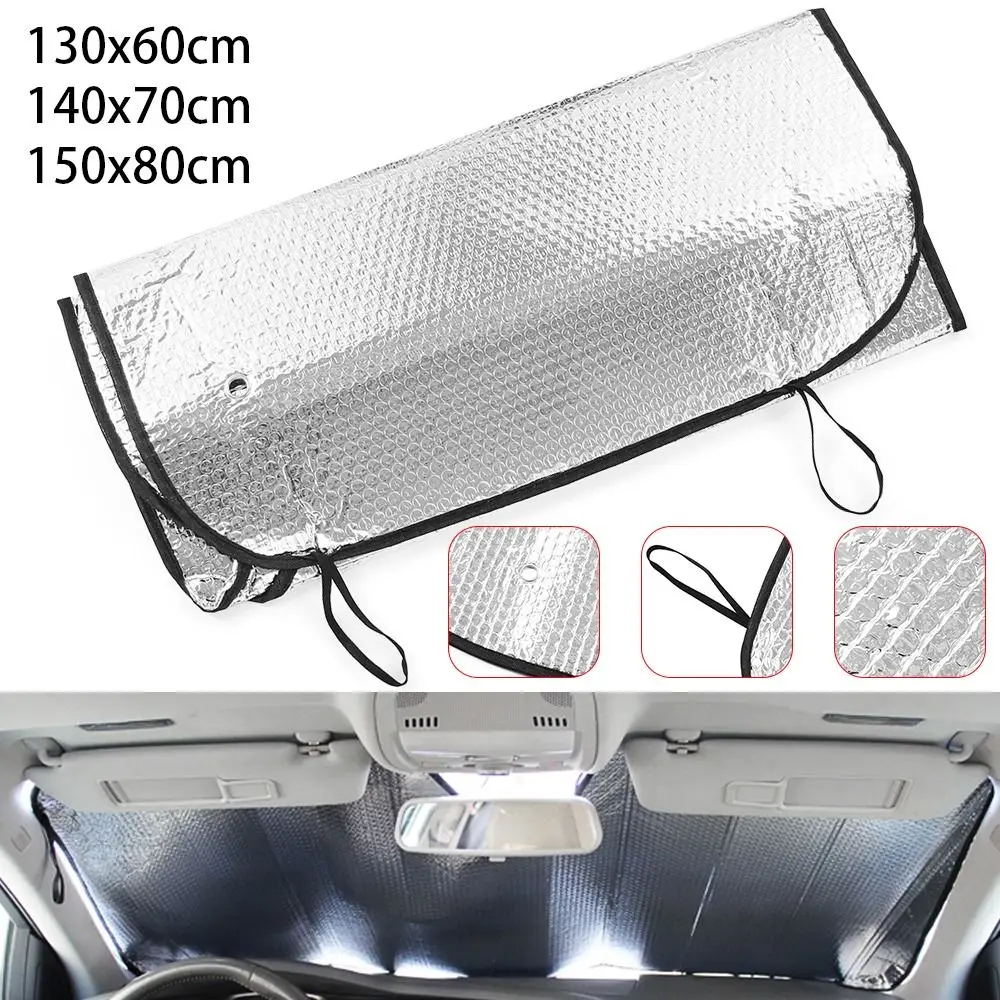 

1Pcs Windscreen Visor Car Sun Shade Cover Heat Separation With 2 Suction Cups Front Windshield Sunshade Aluminum Foil