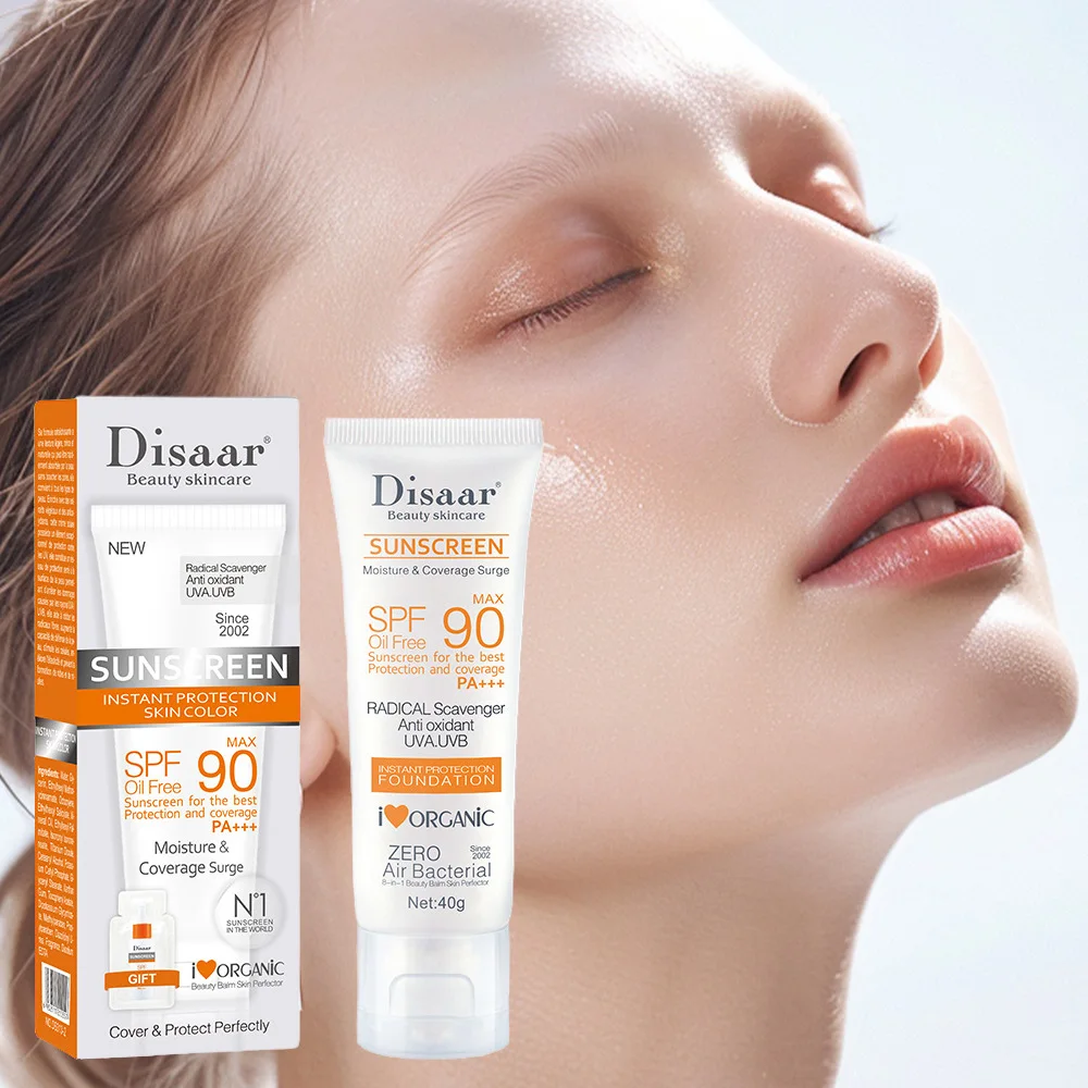 SPF90 PA+++ Oil Free Sunscreen Foundation 40g, Antioxidant UVA/UVB Protection, Organic Moisture Coverage Surge for Face - view 4